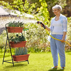 Vertical Raised Garden Bed 3 Tier Elevated Garden Planters Standing Planter Box Outdoor and Indoor for Plants Herbs Flowers Vegetables Brick Red - Image 5