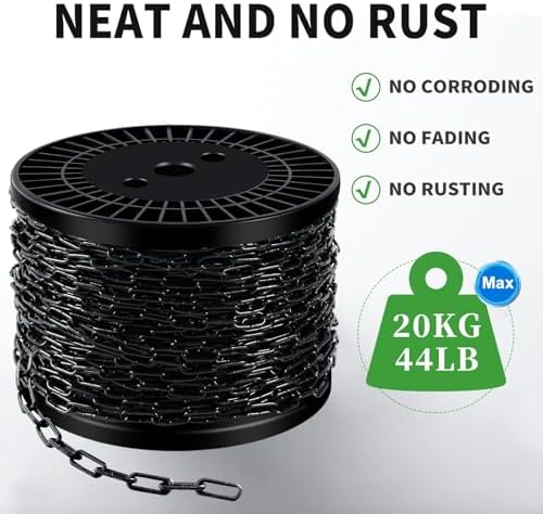 150 Ft 1/12" Black Chain for Hanging Metal Chains Fixture Decorative Chain - Image 3