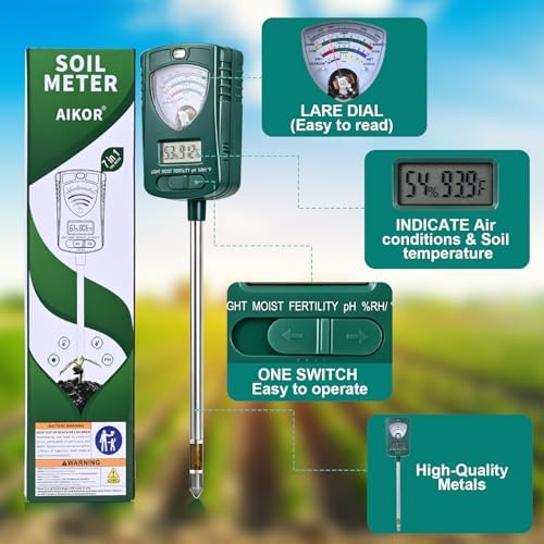 7-in-1 Soil Tester for Soil Moisture pH Fertility Light Intensity, Soil Temp, Air Temp & Humidity, with Pointer and LCD Display.for Garden, Farm, Lawn, Indoor/Outdoor Plant Monitoring. - Image 6