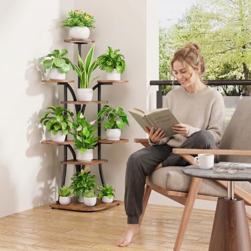 LATIBELL Corner Plant Stand with Grow Light, Brown, 48" 8 Tier - Image 5