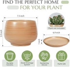7.5 Inch Flower pots for Indoor Outdoor Plants with Saucer Drainage Leak-Proof Mesh, Ceramic Planter with Gardening Gloves for Succulent and Flower(Khaki Striated) - Image 6