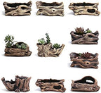DIYOMR Cement Driftwood Planter Pots Imitation Stump Log Concrete Flower Succulent Pot/Container (8.3" L x 4.7" W x 3.5" H,Brownish Red) - Image 2