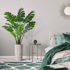 Artificial Tree in Geometric Pattern Planter, Fake Monstera Silk Tree for Indoor and Outdoor Home Decoration - 65" Overall Tall (Plant Pot Plus Tree) - Image 5