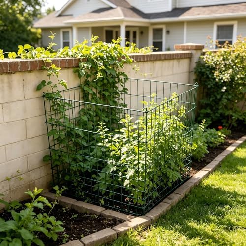 Garden Wire Compost Bin 36x36x30 inches, Green, Garden Bed Fencing - Image 5