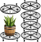 6 Pack Plant Caddy with Wheels 18 Inch Rolling Plant Stand for Large Plants Heavy Duty Plant Rollers Metal Plant Dolly Rustproof Planter Stand Wrought Iron Plant Stands Flower Cart Outdoor by PartyZealot