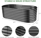 Land Guard Galvanized Planter Raised Beds, 6×3×2ft Galvanized Water Trough, Keyhole Raised Garden Bed Metal (Dark Gray) - Image 2