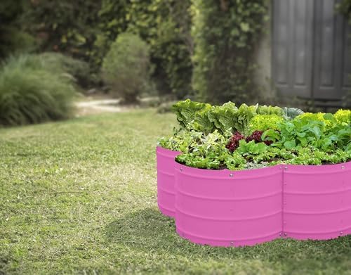Plant & Plot Galvanized Raised Garden Beds Outdoor // 3×3×1 ft Planter Raised Beds for Gardening, Vegetables, Flowers // Large Metal Garden Box (Pink) // Patented Tool-Free Design - Image 4