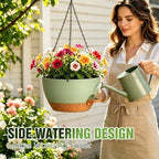 10 Inch Self-Watering Hanging Planters Set of 3 with Saucers - Image 5