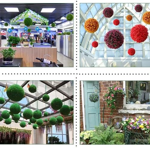 Round Faux Boxwood Decorative Balls Dia 10in, Artificial Plant Topiary Ball Faux Boxwood Grass Balls, Eucalyptus Leaf Topiary Ball, Faux Grass Decor Fake Plant Small Artificial Plants - Image 4