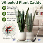 REDHUGO 2PCS Square Plant Caddy with Hidden Wheels, Heavy Duty Rolling Plant Stand Caddy with Wheels, Pot Base for Indoor Outdoor, Beige, 14 inches - Image 4