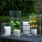 Enova Floral Clear Glass Flower Vase, 6W x 12H Inches Cylinder Vase, Pillar Candle Floating Candle Holders, Tall Cylinder Glass Vase for Flowers, Round Glass Vase for Home Decor, Wedding (Pack 4) - Image 6