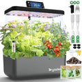 Hydroponics Growing System Kit with Seeds, 12-Pod Indoor Garden with 24W Full-Spectrum LED Grow Light, Smart LCD Control and 7L Water Tank for Herbs, Lettuce, Vegetables and Flowers(Black) by Dryades