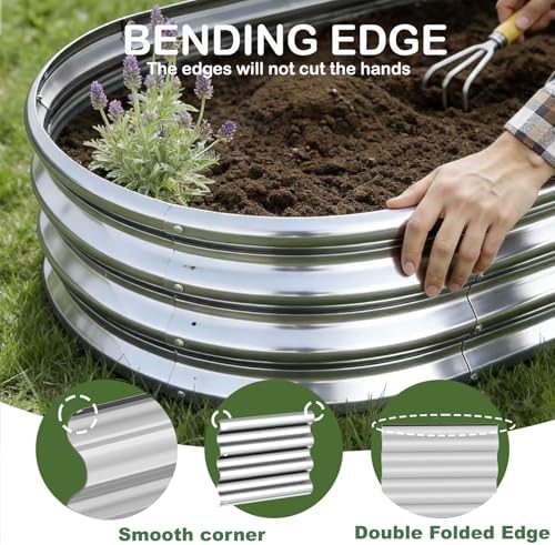 4x2x1ft-2pcs-Oval Raised Garden Bed Kit, Galvanized Planter Garden Boxes Outdoor, Metal Raised Garden Beds for Vegetables,Fruits, Flower,Silver - Image 5