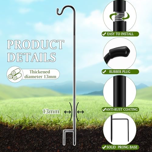 4 Pcs 60 Inch Shepherds Hook for Outdoor Adjustable Bird Feeder Pole - Image 3