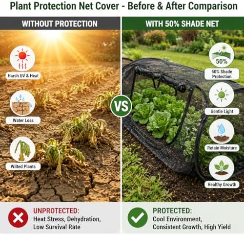 1PC Pop Up Mesh Plant Cover for Raised Bed, Foldable Garden Bed Shade Cover（45 x 22 x 18 in）- 50% Sunblock Mesh Cover with Zipper Door & 8 Stakes for Vegetables Seedlings Herbs(Black) - Image 5