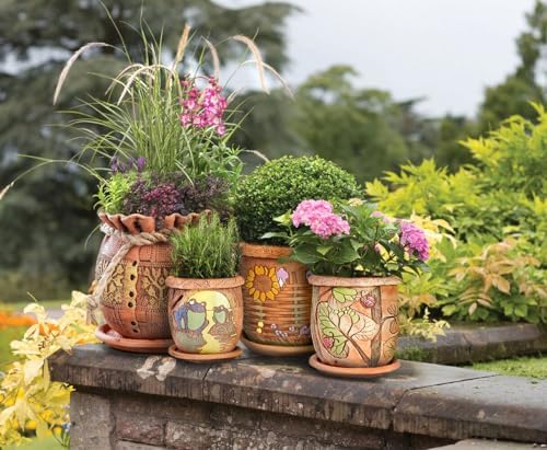 STP GOODS Ceramic Pot with Drainage Hole and Saucer, Plant Pots, Modern Decorative Planters for House Plants Indoor Flowers Plants, Cute Flower Pot - Gifts (Birds (1.7 L)) - Image 7