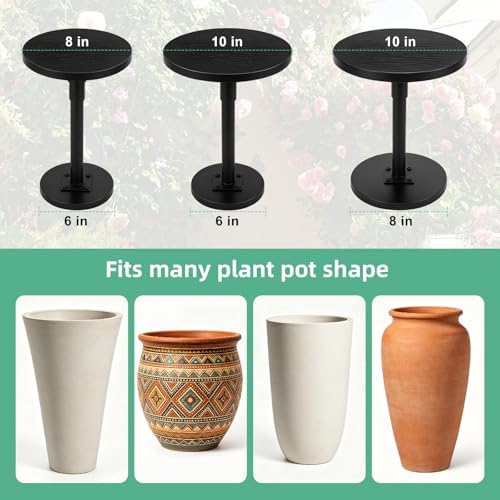 Plant Stand, Plant Risers for Inside Pots, Adjustable 12-21" with 3 Interchangeable Bases 6" 8" 10" - Metal Lifter for Tall Square Round Tapered Pots, Pot Filler Insert for Indoor Outdoor Garden, 2 PCS - Image 4