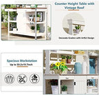 Solid Fir Wood Potting Bench Table - Large Garden Workstation with 2 Drawers, Storage Cabinet & 4-Tier Open Shelves, Heavy Duty Outdoor Prep Table with Anti-Falling Safety Device - Image 4