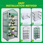 MaxWorks 4-Tier Portable Walk-in Greenhouse – 27" x 19" x 63" – Tall Mini Plant Grow House with Clear PE Cover & Steel Frame – Indoor/Outdoor Shelter for Seedlings, Herbs, or Flowers (51962) - Image 3
