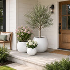 Panlaolao 13.5" H x 17" Dia (12" Pot Opening) Round Fiberstone Planter with Drainage Hole, White, Indoor/Outdoor Large Plant Pot for Home Patio Garden, Ideal for Large Plants - Image 5
