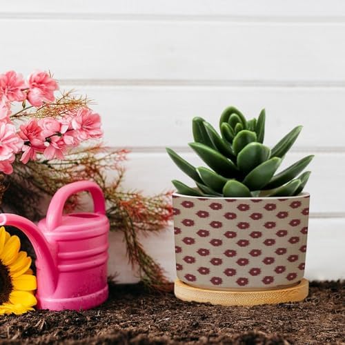 Timur in Blue Background Ceramic Planters Geometric Modern Planters for Indoor Plants with Drainage Holes and Saucers Pot for Succulents Cactus Garden Windowsill - Image 5