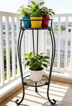 CASIMR 2-Pack Plant Stand, 2 Tier 26.8 inch Tall Metal Potted Holder Rack,Indoor Outdoor Multiple Flower Pot Shelf Rustproof Iron Garden Container for Garden Patio Living Room Corner Balcony, Black - Image 4