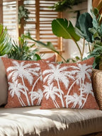 Throw Pillows 18x18 Set of 2, Tropical Palm Tree Waterproof Outdoor Pillow Covers with Insert, Vintage Burnt Orange Botanical Plants Decorative Pillowcase Cushion for Patio, Garden, Couch, Sofa, Bed - Image 2