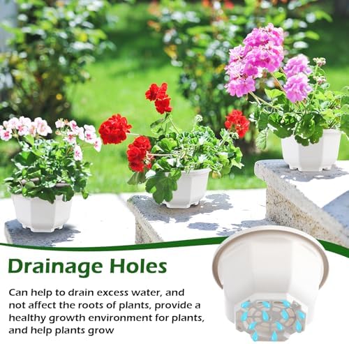 Roshtia 50 Pack 5.1 Inch Plastic Hanging Plant Pots with Hooks, Gray White - Image 6