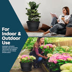 10-Inch Whiskey Barrel Planters Outdoor Pack of 20 - Durable Plastic Plant Pots for Indoor & Outdoor Use with Drainage & Saucer, Lightweight Rustic Barrel Planters for Flowers, Herbs & Small Plants - Image 3