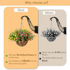 NETAP Artificial Hanging Flowers Basket for Outdoor, 16 Fake Flowers Look Real UV Resistant, Faux Hanging Plants for Porch, Balcony, Patio, Garden, Spring Summer Decor,MixB - Image 4