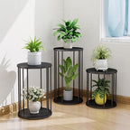 Plant Stand Indoor,small plant stool,Flower Pot Corner stand holder,Mid Century Heavy Duty Metal Tall Home Decor,Modern Round End Table,Small Rustic Display Stand for Living Room,Bedroom(Black,3 Packs) - Image 2