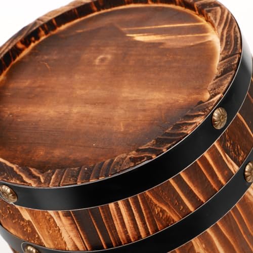BESTOYARD Wood Wine Barrel Whiskey Barrel Bucket Aging Barrel Vintage Planter Container Water Wishing Well Pail for Home Kitchen Bar Summer Party Decoration Dark Brown, 20.00X16.00X16.00CM - Image 7
