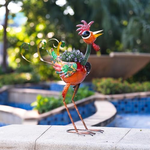 Rooster Decor Outdoor Planter,24.8 Inch Tall Metal Yard Decor Planters for Outdoor Plants, Weather-Resistant Outdoor Flower Pots for Garden Patio Porch Decor - Image 6