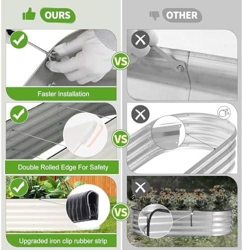 Galvanized Raised Garden Bed Outdoor- 8x2x1.4FT Planter Box, White - Image 4