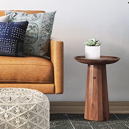 SIMPLIHOME Dayton 13" Wide Solid Wood Round End Table in Light Cognac - Image 2