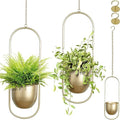 AceList Boho Hanging Planter for Indoor Plants - Set of 2 Gold Metal Wall Planter 5.7Inch with Hooks and Chins, Plant Hanger Decor for Window and Patio - Suitable for Hanging Plants Decor by AceList