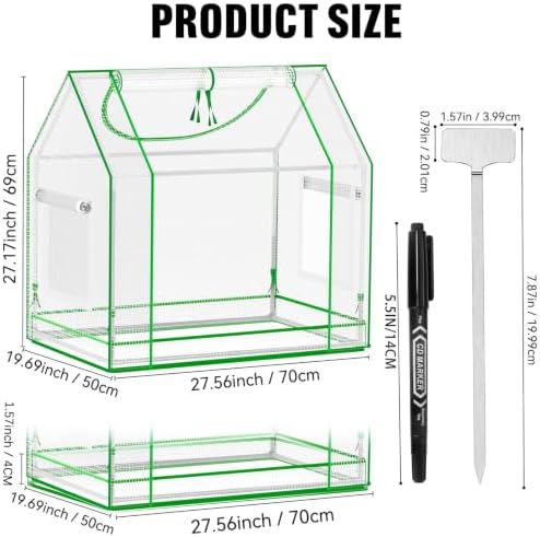 Mini Greenhouse Indoor with Waterproof PE Bottom Mat, 27.5x19.6x27.1in Tabletop Greenhouse for Seed Starting, Portable Small Greenhouse for Outdoors, Multi-Window Design & 4 304 Stainless Steel Labels - Image 2
