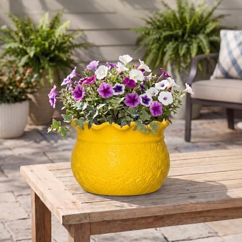 Ceramic Plant Pots Indoor, 10 Inch Large Planter, Yellow - Image 7