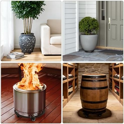 12" Plant Stand with Wheels,3mm Thick Rolling Plant Caddy Plant Tray - Image 7