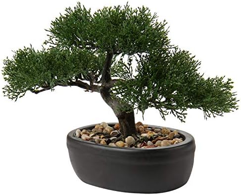 Artificial Bonsai Tree Juniper Faux Plants Indoor Small Fake Plants Decor with Ceramic Pots for Home Table Office Desk Bathroom Shelf Bedroom Living Room Farmhouse Decorations by Briful