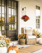 Hydrangea 11" Fall Hanging Baskets Sunflowers Small Artificial Flowers Fall Hanging Decor Sunflowers Flowers Red Orange Fake Hydrangea Faux Plants Indoor Outdoor Porch Garden Autumn Home Decorations - Image 5