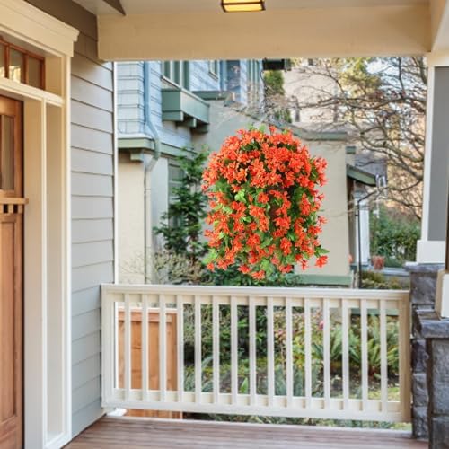 INQCMY Fake Hanging Flowers with Basket Artificial Violet for Outdoor - Image 4