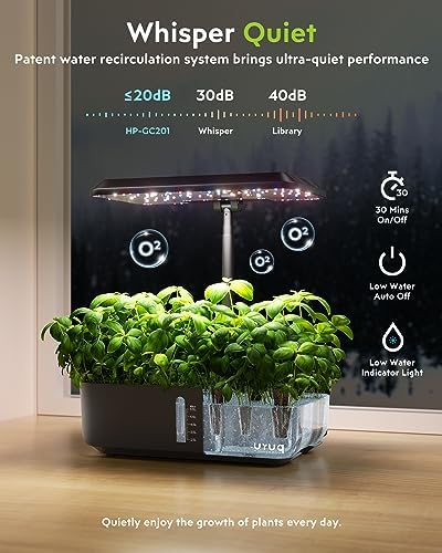 URUQ 12 Pods Hydroponics Growing System Remote Control Charcoal & 188Pcs Hydroponic Pods Supplies - Image 4