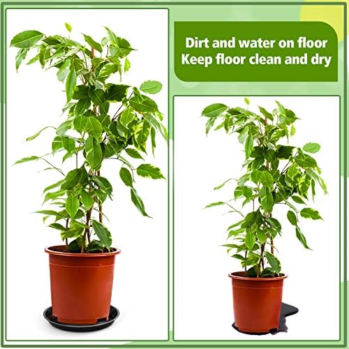 Honeydak 16 Pack 14.2 Inch Plant Saucer Plastic Plant Water Tray Plastic Saucers for Indoors Outdoors Round Pot Planter Heavy Duty Drip Trays for Garden Flower, Black - Image 3