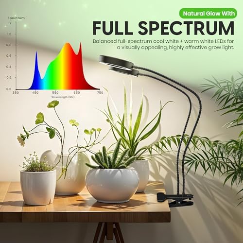 OSANI LED Grow Lights for Indoor Plants, 24" Full Spectrum Plant Light with Gooseneck Clip On Clamp, Dimmable Desk Lamp, Auto Timer, Indoor Plant Grow Light - Image 5