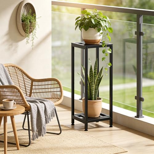 Compact Metal Plant Stand, 2-Tier 29 Inch Tall Flower Pot Holder - Image 2