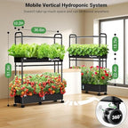 Large Hydroponic Tower Garden System Black, 90 Pod Vertical Indoor Growing Kit with LED Grow Light, Auto Circulating Water System, 40L Planter - Image 2