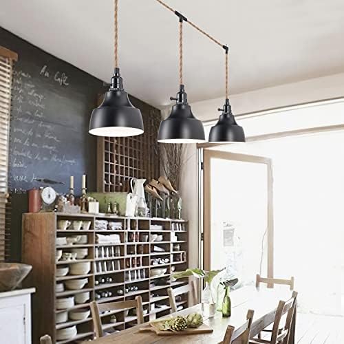 3 Light Plug in Pendant Light Cord 22FT Farmhouse Hanging Lamp - Image 4
