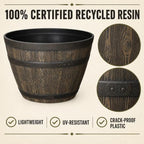 19.9 Inch Whiskey Barrel Planter, 47.44 Qt, Brown, Outdoor Resin - Image 4