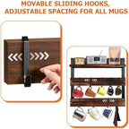 2-in-1 Wall Mounted 6-Tier Wooden Mug Rack, Cup Holder & Organizer - Image 3